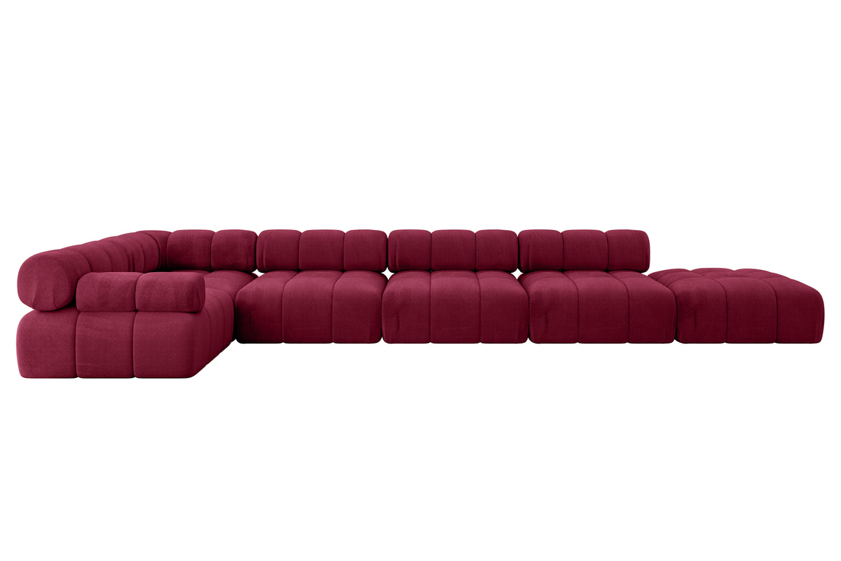Ecksofa FELTO-L3 Samt, Bordeauxrot - Monolith 59 / Ottomane Links / Ohne Schlaffunktion