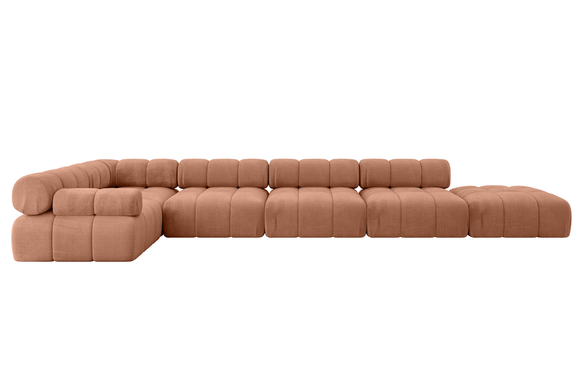 Ecksofa FELTO-L3 Samt, Apricot - Monolith 61 / Ottomane Links / Ohne Schlaffunktion