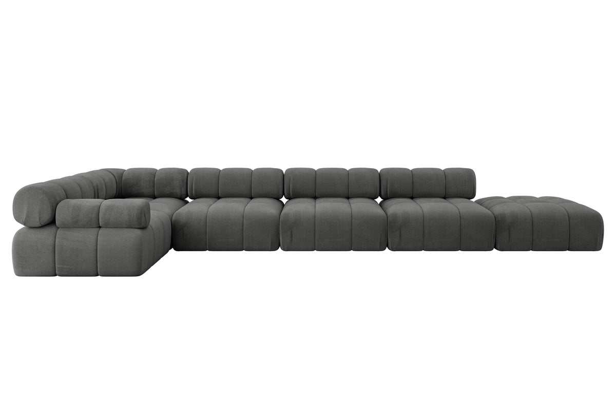 Ecksofa FELTO-L3 Samt, Dunkelgrau - Monolith 92 / Ottomane Links / Ohne Schlaffunktion