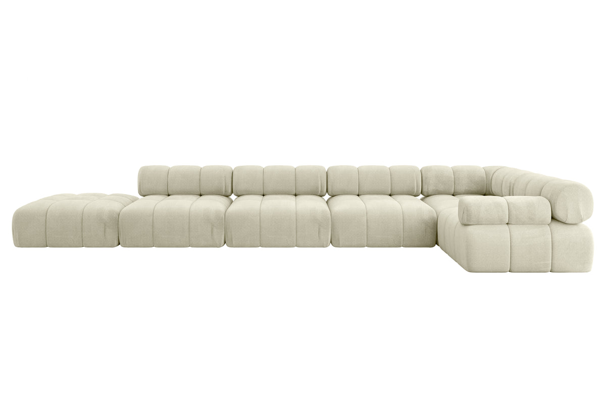 Ecksofa FELTO-L3 Samt, Beige - Monolith 04 / Ottomane Rechts / Ohne Schlaffunktion