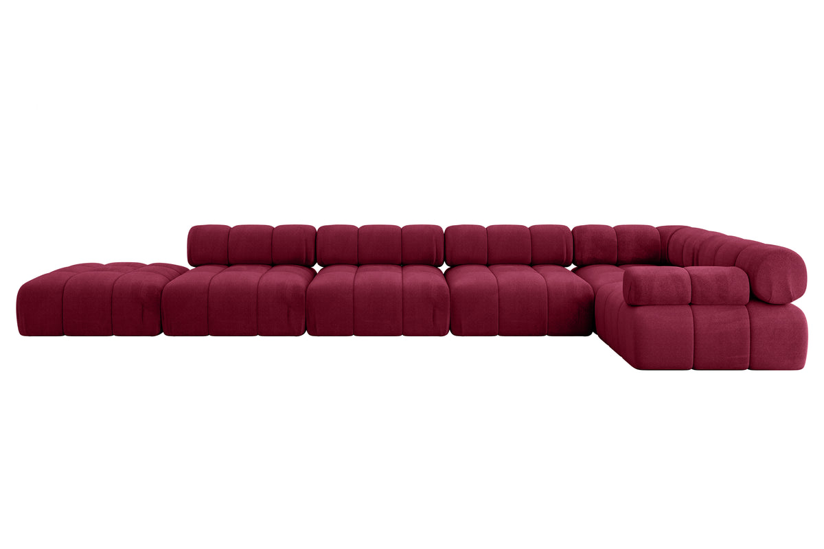 Ecksofa FELTO-L3 Samt, Bordeauxrot - Monolith 59 / Ottomane Rechts / Ohne Schlaffunktion