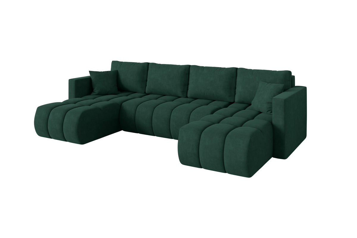 Narożnik GARD-U welur, Zielony - Dream Velvet 202.31 / W kształcie U / Z funkcją spania