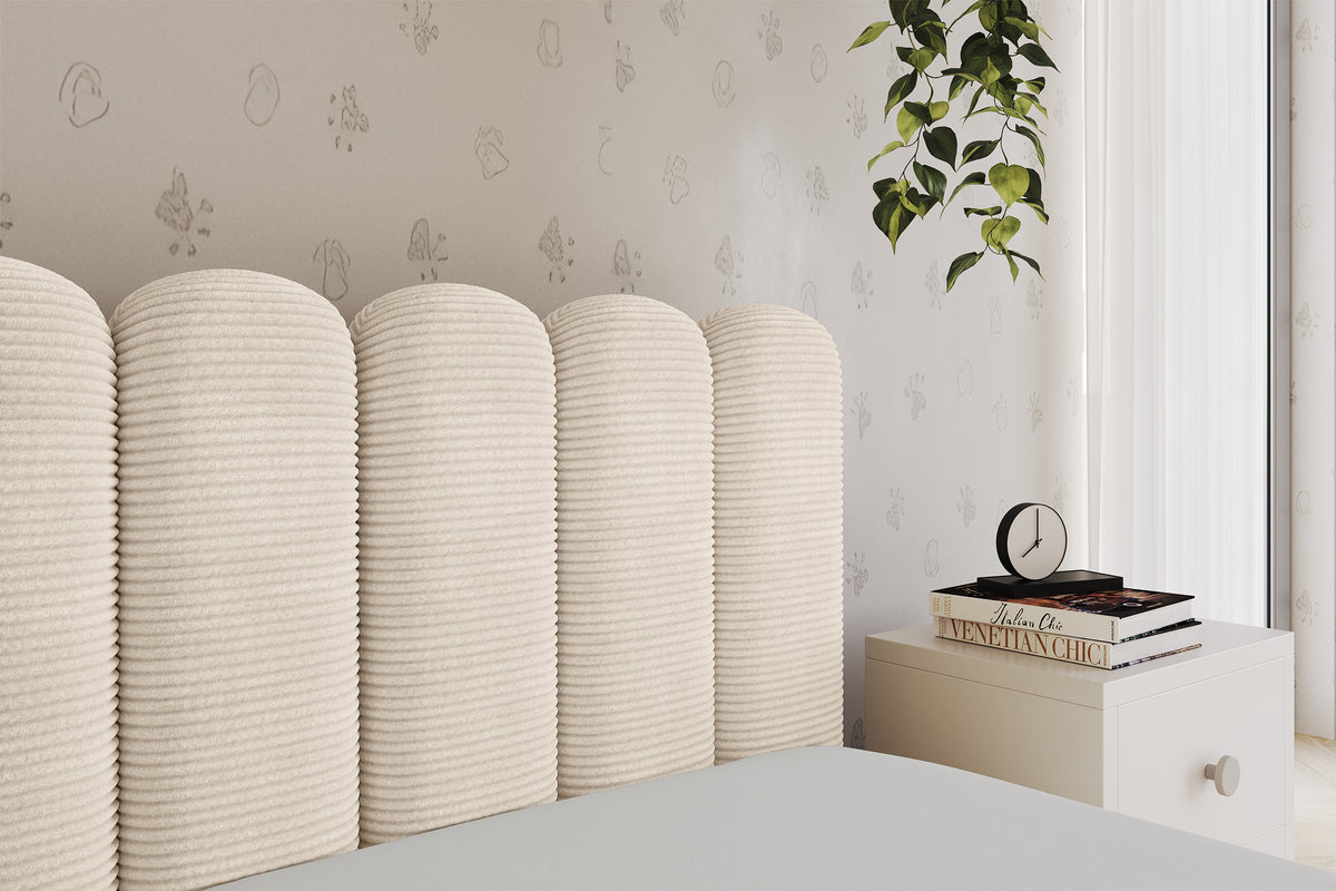 Łóżko młodzieżowe HUGY sztruks lewostronne