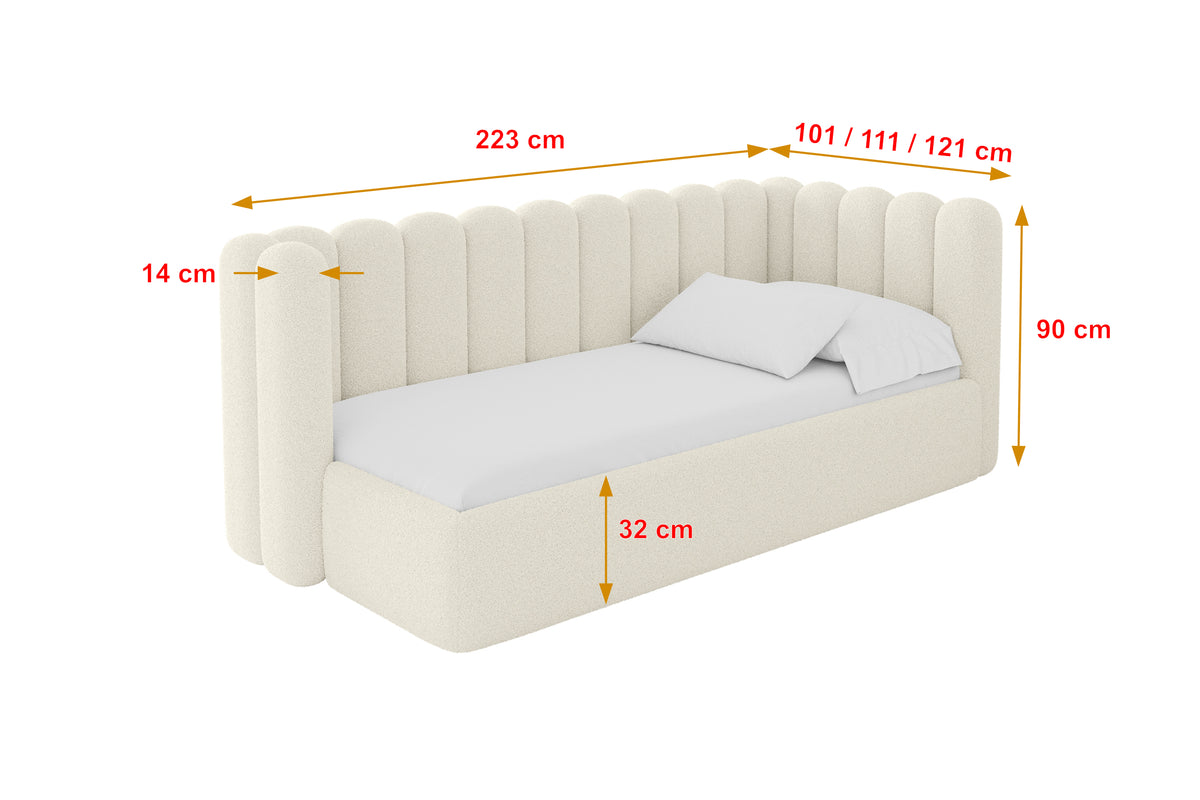 Łóżko młodzieżowe HUGY Bouclé lewostronne
