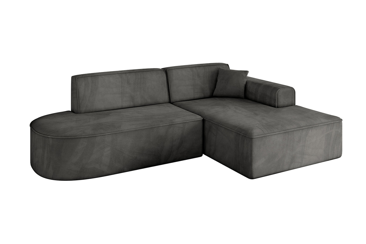 Narożnik IREA-L1-v3 welur, Ciemnoszary - Dream Velvet 202.13 / Otomana z prawej / Bez funkcji spania