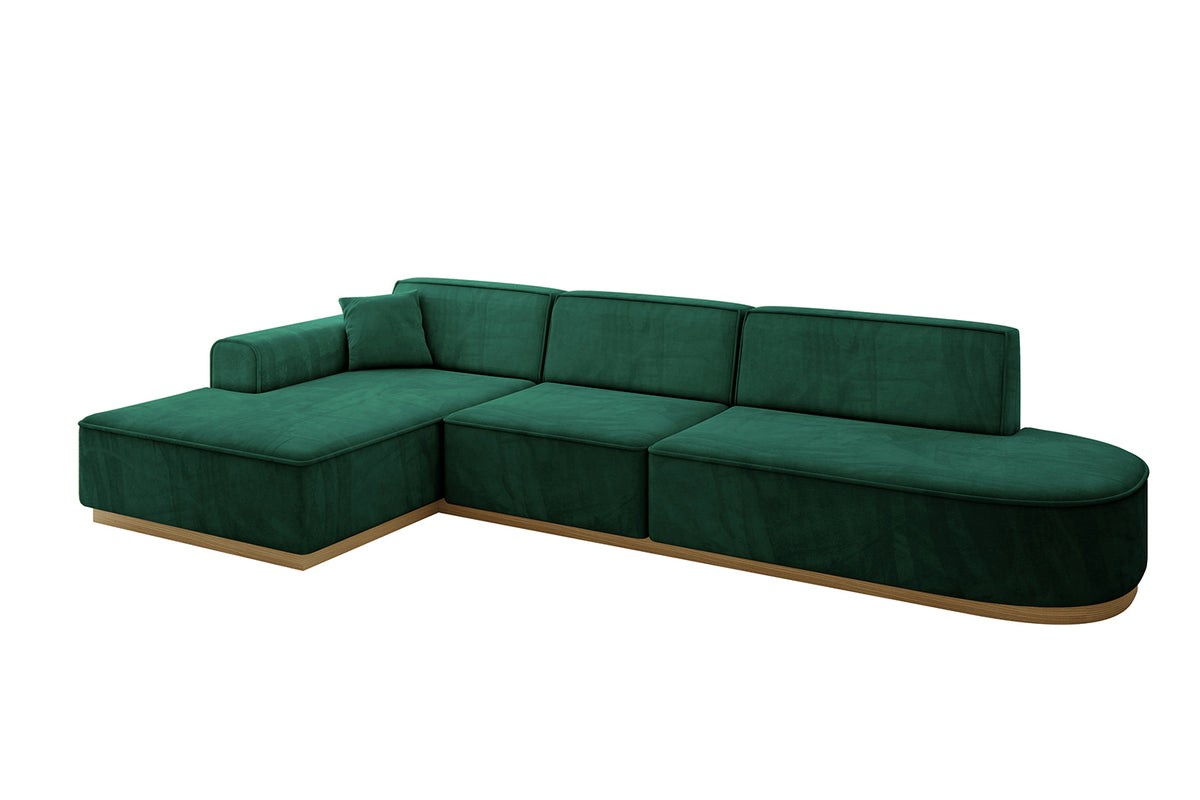 Narożnik IREA-L2-v2 welur, Zielony - Dream Velvet 202.31 / Otomana z lewej / Bez funkcji spania