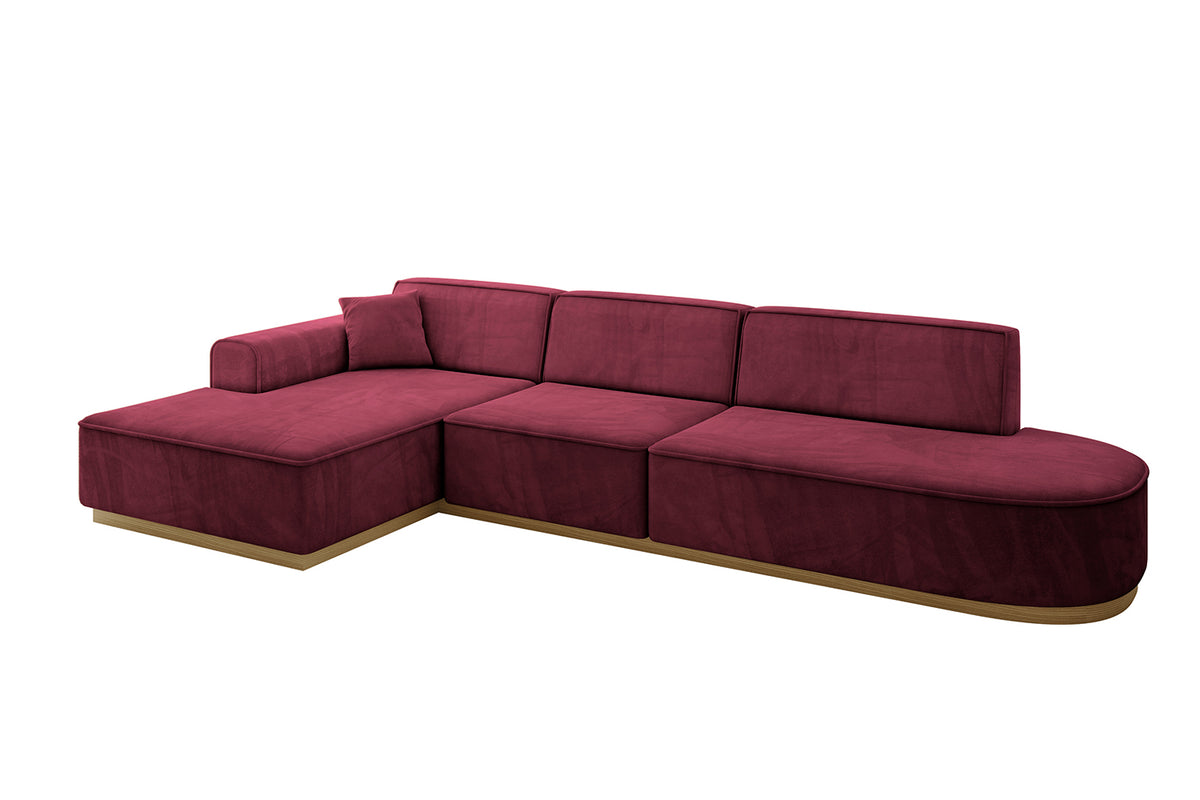 Narożnik IREA-L2-v2 welur, Bordowy - Dream Velvet 202.11 / Otomana z lewej / Bez funkcji spania