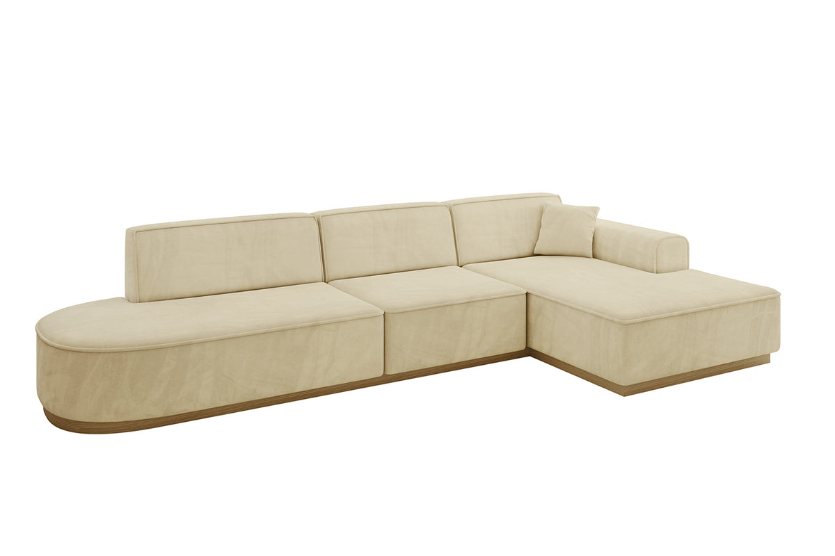 Narożnik IREA-L2-v2 welur, Beżowy - Dream Velvet 202.02 / Otomana z prawej / Bez funkcji spania