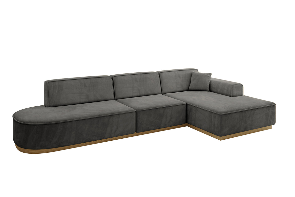Narożnik IREA-L2-v2 welur, Ciemnoszary - Dream Velvet 202.13 / Otomana z prawej / Bez funkcji spania