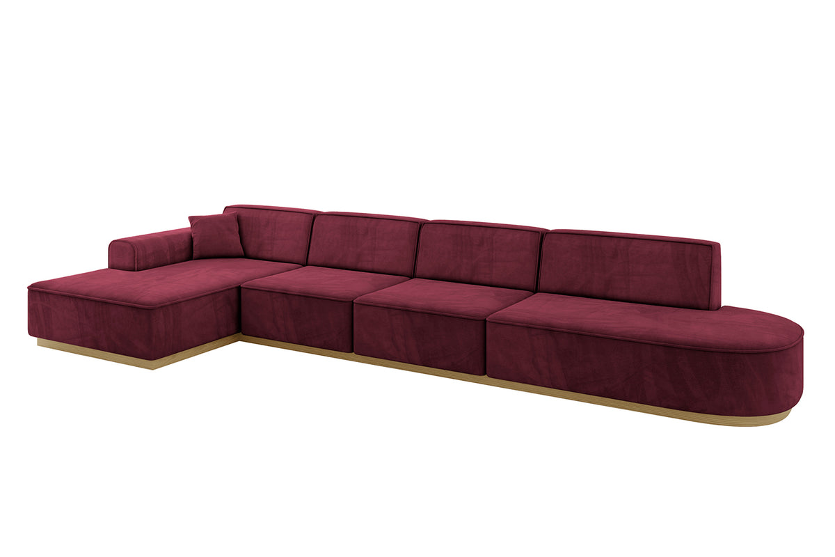 Narożnik IREA-L3-v2 welur, Bordowy - Dream Velvet 202.11 / Otomana z lewej / Bez funkcji spania