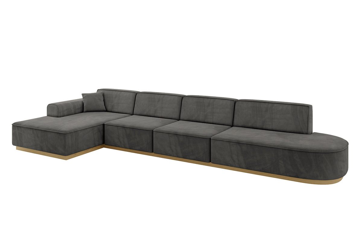 Narożnik IREA-L3-v2 welur, Ciemnoszary - Dream Velvet 202.13 / Otomana z lewej / Bez funkcji spania