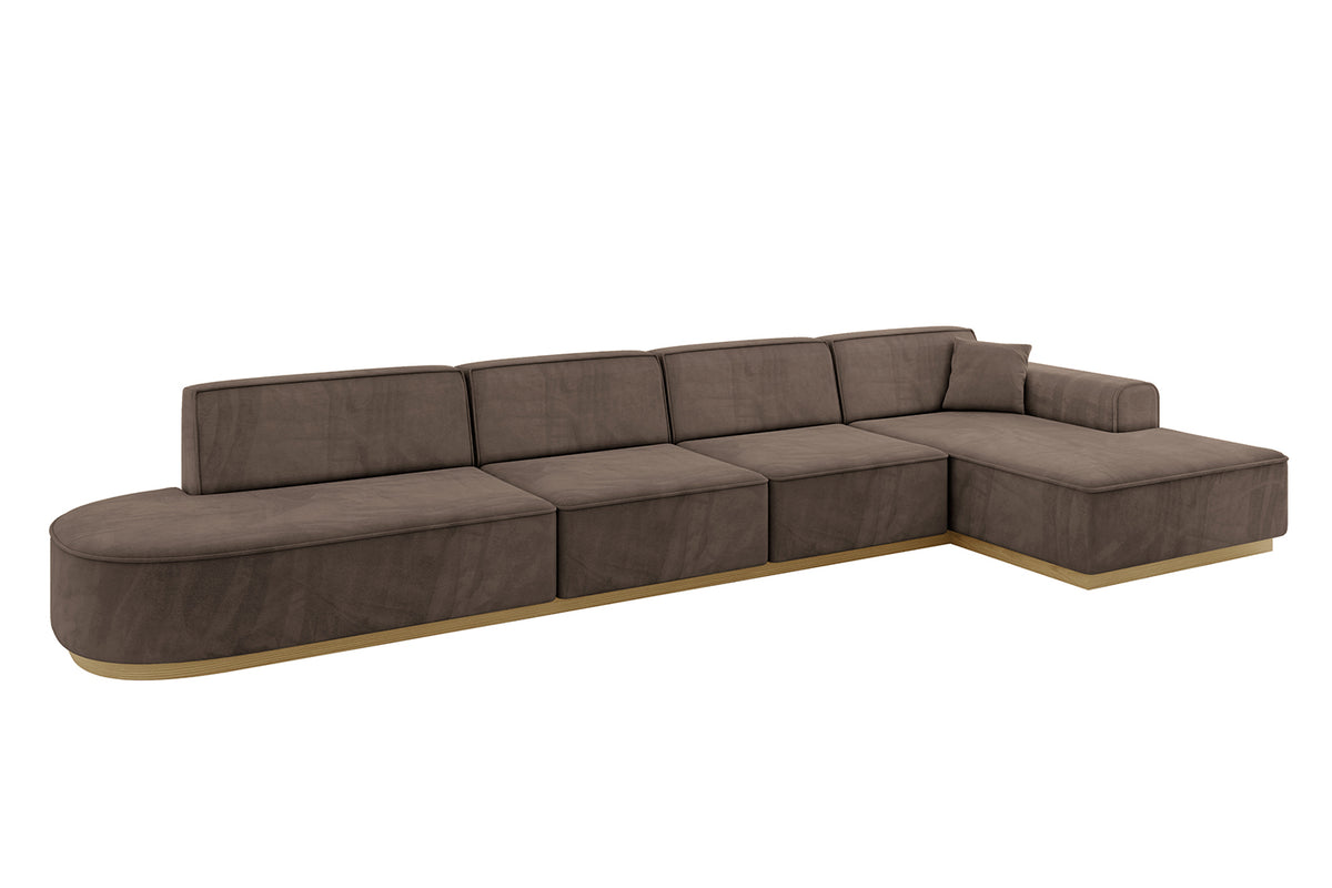 Narożnik IREA-L3-v2 welur, Brązowy - Dream Velvet 202.37 / Otomana z prawej / Bez funkcji spania