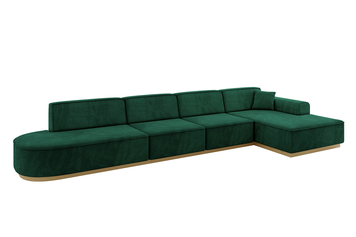 Narożnik IREA-L3-v2 welur, Zielony - Dream Velvet 202.31 / Otomana z prawej / Bez funkcji spania