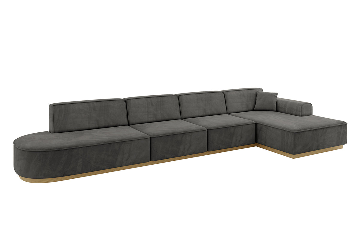 Narożnik IREA-L3-v2 welur, Ciemnoszary - Dream Velvet 202.13 / Otomana z prawej / Bez funkcji spania