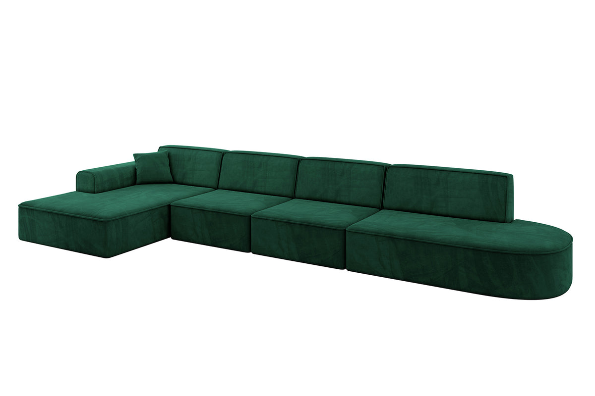 Narożnik IREA-L3-v3 welur, Zielony - Dream Velvet 202.31 / Otomana z lewej / Bez funkcji spania