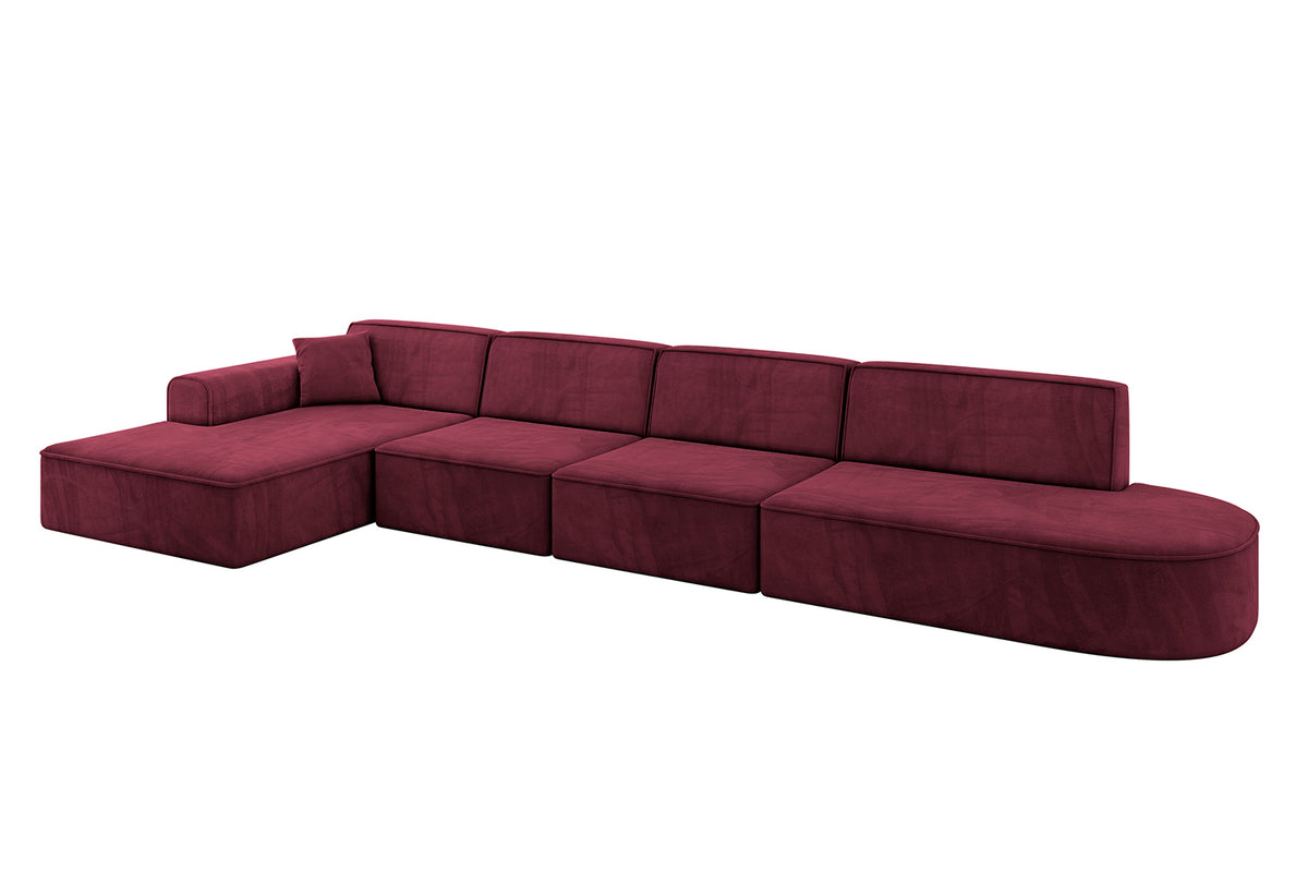 Narożnik IREA-L3-v3 welur, Bordowy - Dream Velvet 202.11 / Otomana z lewej / Bez funkcji spania