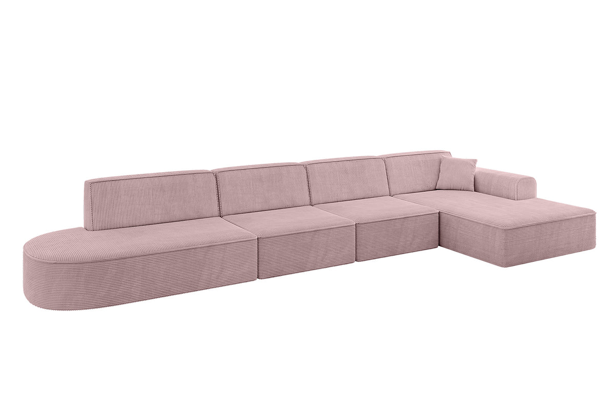 Narożnik IREA-L3-v3 sztruks, Różowy - Poso 145 / Otomana z prawej / Bez funkcji spania
