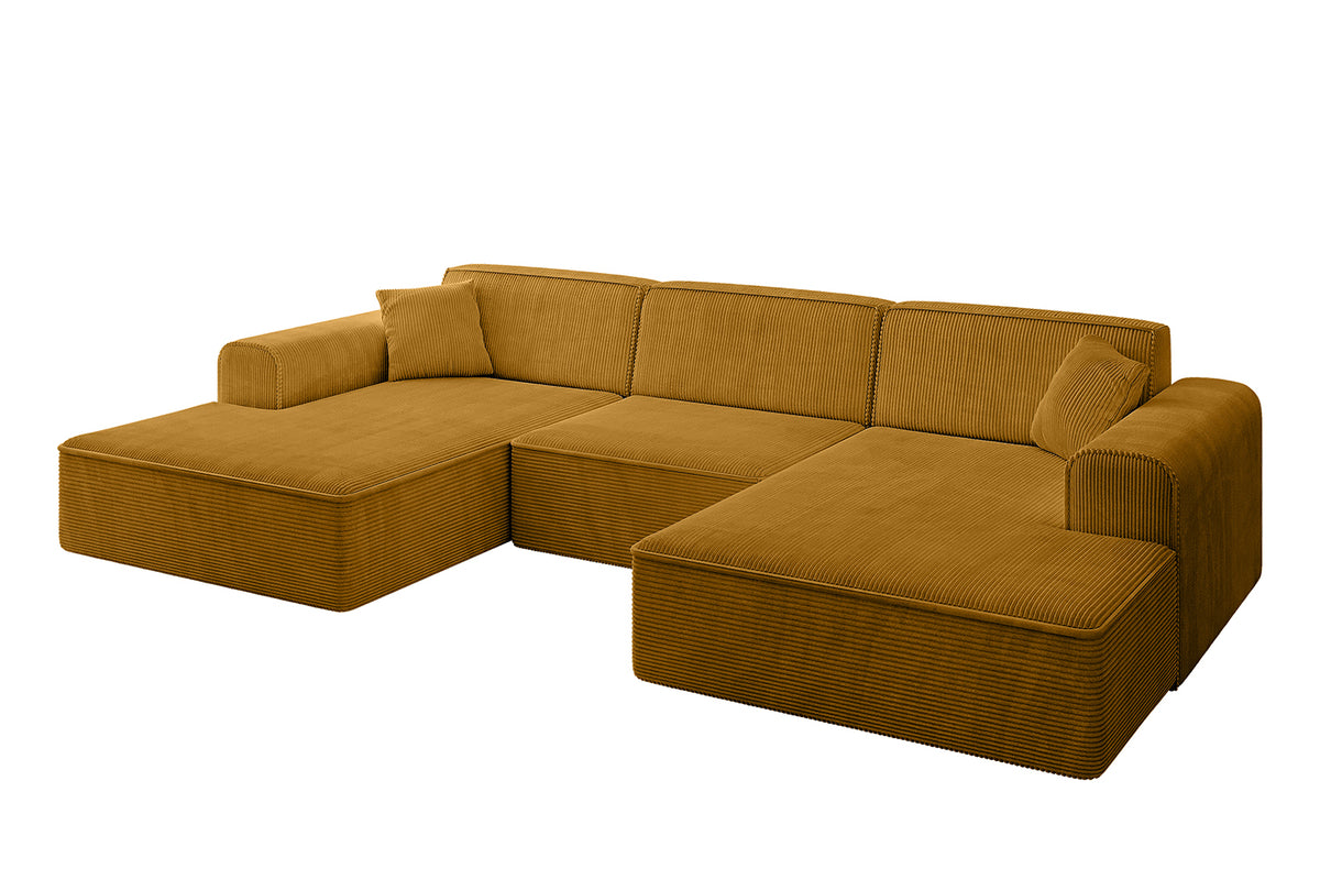 Narożnik IREA-U1-v3 sztruks, Musztardowy - Poso 42 / W kształcie U / Bez funkcji spania