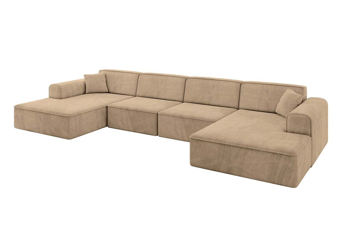 Wohnlandschaft IREA-U2-v3 Samt, Beige - Kronos 35 / U-Form / Ohne Schlaffunktion