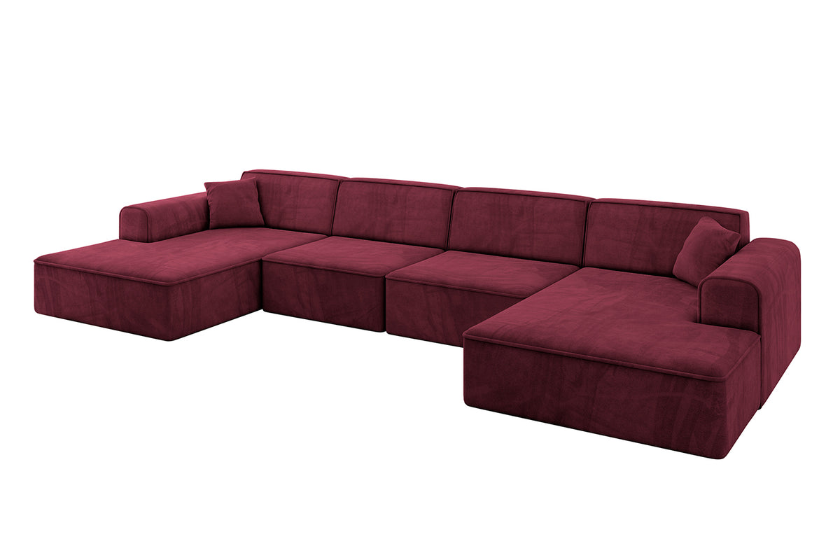 Wohnlandschaft IREA-U2-v3 Samt, Bordeauxrot - Dream Velvet 202.11 / U-Form / Ohne Schlaffunktion