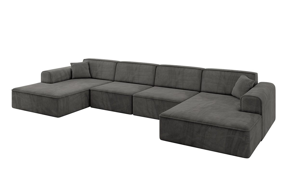 Wohnlandschaft IREA-U2-v3 Samt, Dunkelgrau - Dream Velvet 202.13 / U-Form / Ohne Schlaffunktion
