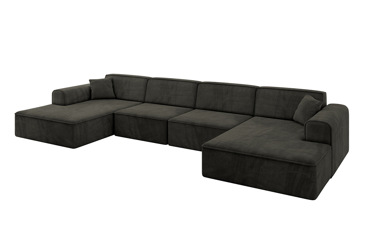 Wohnlandschaft IREA-U2-v3 Samt, Schwarz - Dream Velvet 202.12 / U-Form / Ohne Schlaffunktion