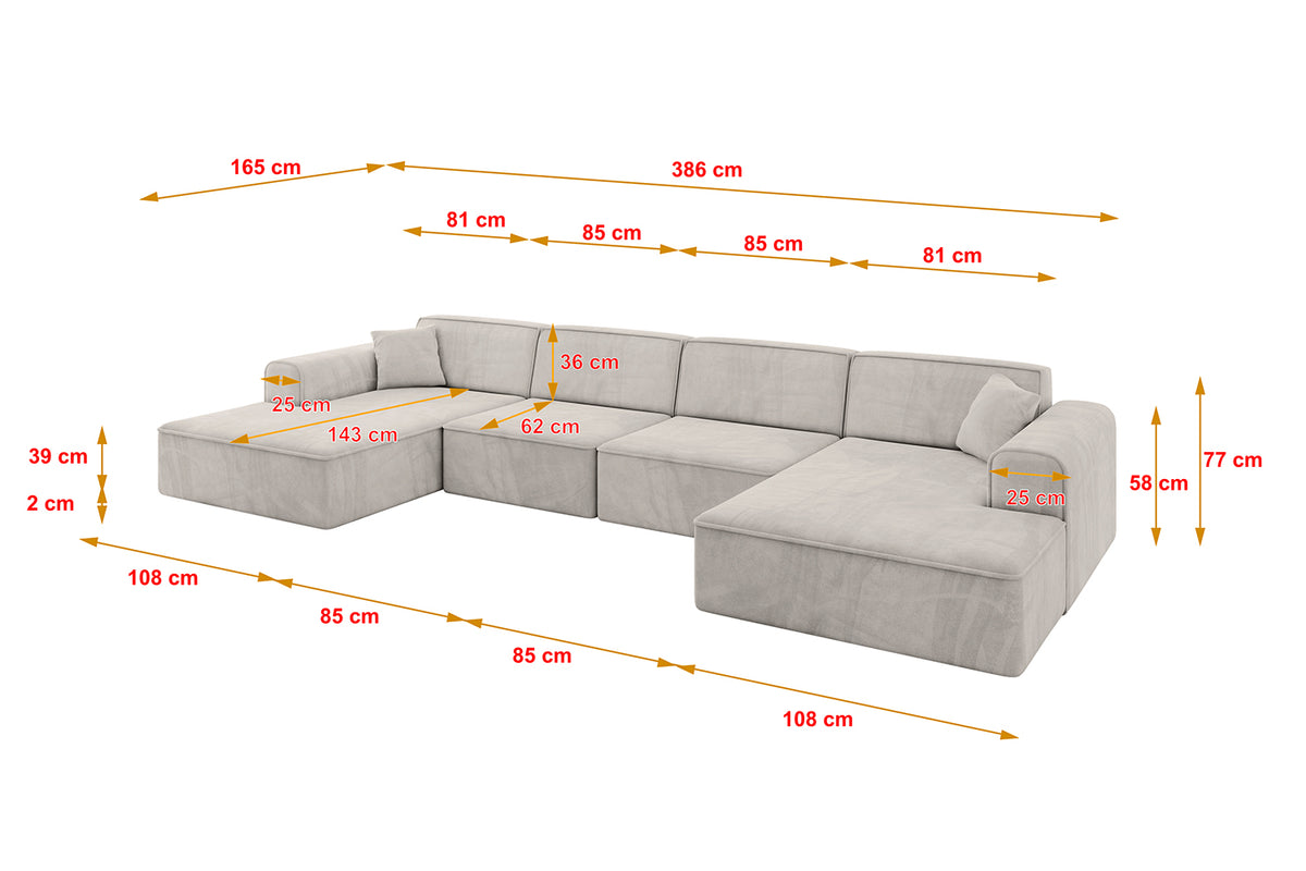 Wohnlandschaft IREA-U2-v3 Samt