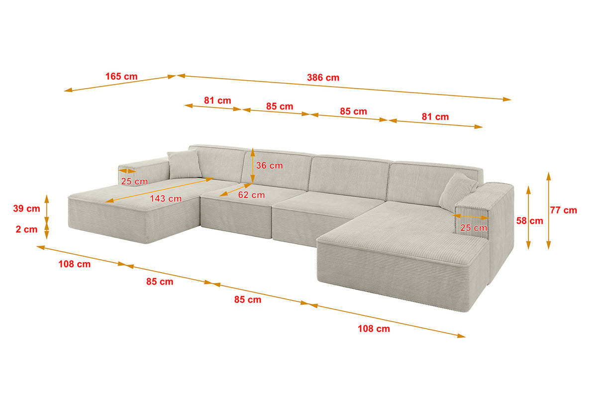 Wohnlandschaft IREA-U2-v4 Cord