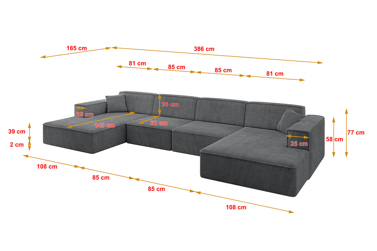 Wohnlandschaft IREA-U2-v4 Cord
