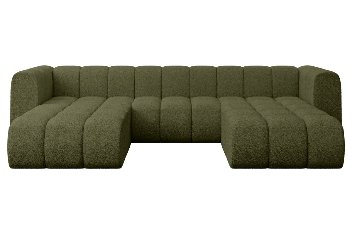 Wohnlandschaft JOREN-U1 Bouclé, Grün - Quelle 38 / U-Form / Ohne Schlaffunktion