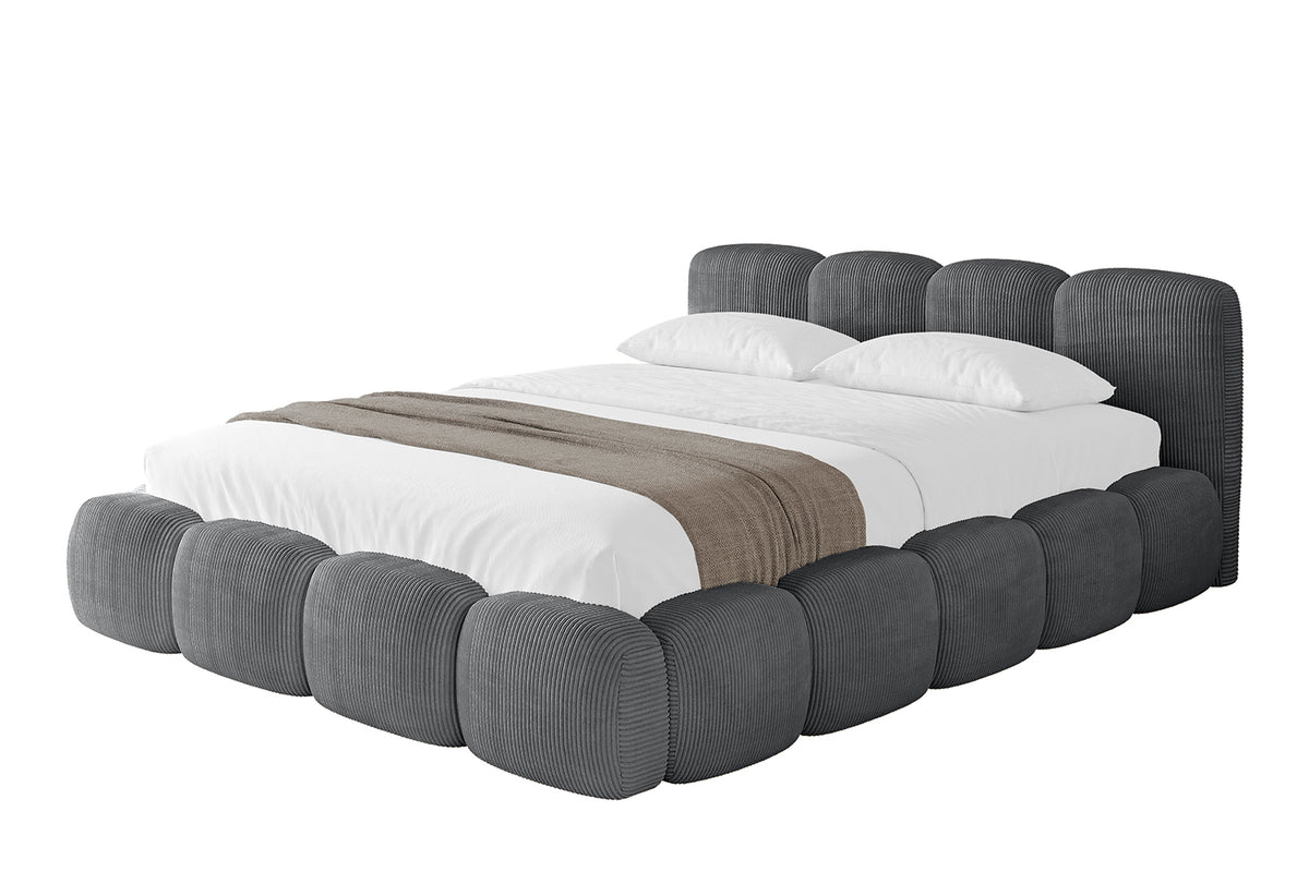 Łóżko tapicerowane KALA-v1 sztruks, Ciemnoszary - Poso 115 / 120x200 cm / Bez materaca