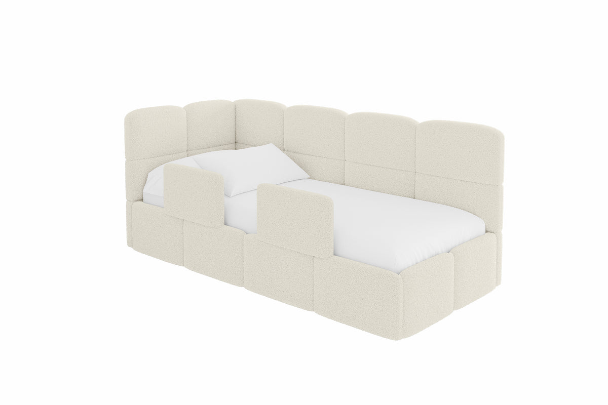 Łóżko młodzieżowe KIVY Bouclé prawostronne, Beżowy - Quelle 02 / 80x200 cm / Bez materaca