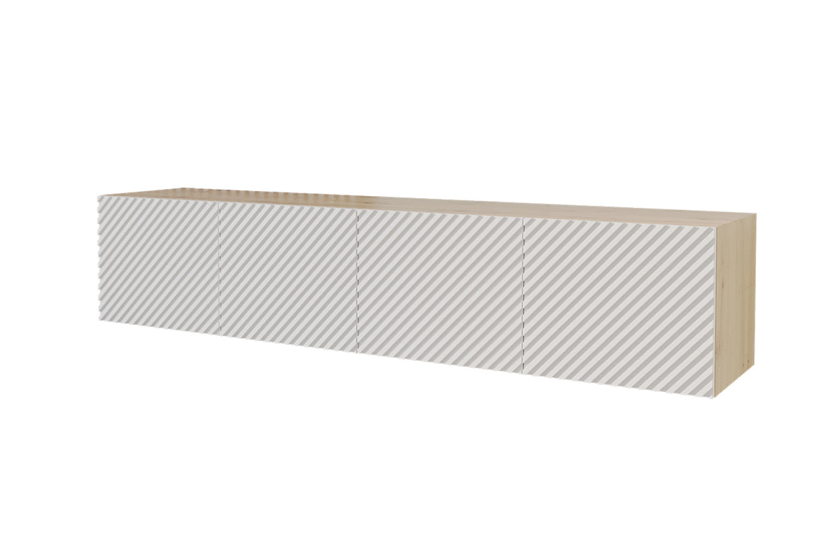Szafka RTV ZENO, Dąb Artisan/Biały / 200 cm / Wiszący
