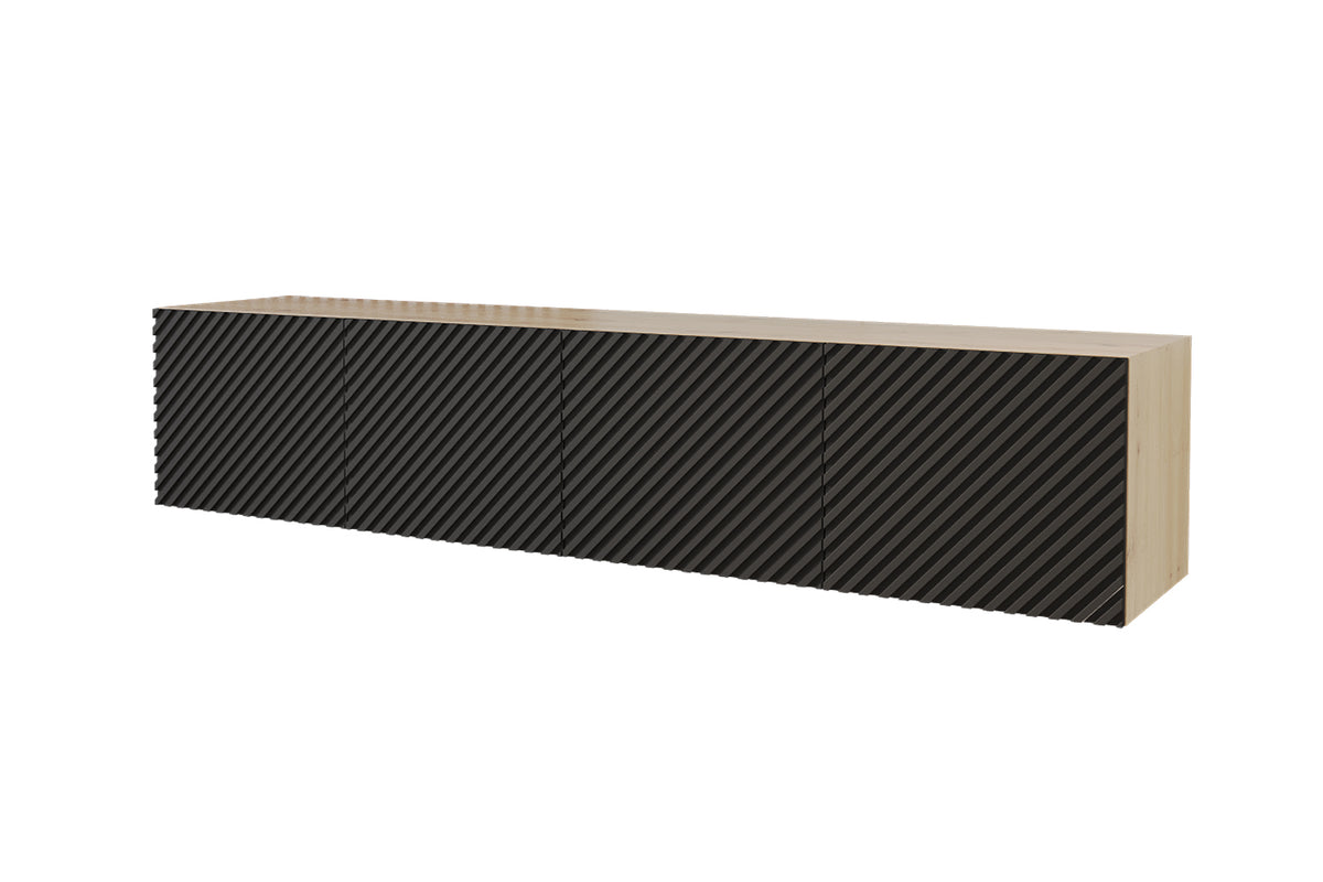 Szafka RTV ZENO, Dąb Artisan/Czarny / 200 cm / Wiszący