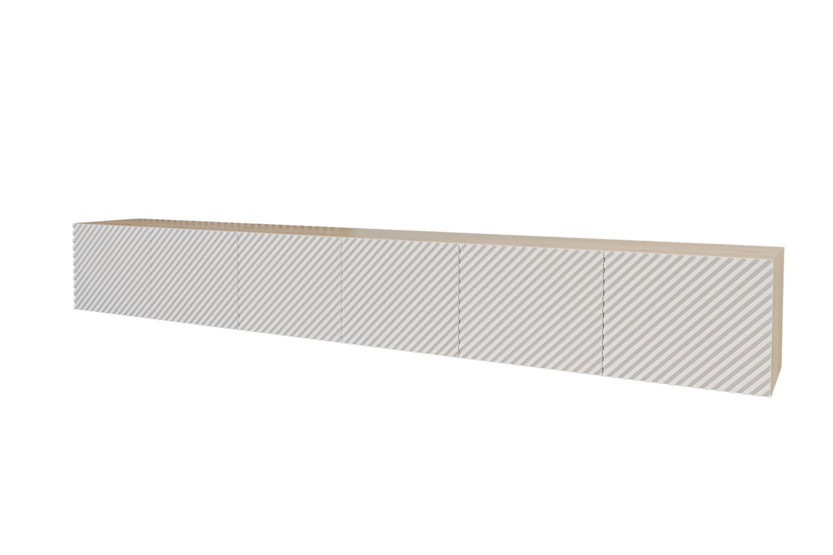 Szafka RTV ZENO, Dąb Artisan/Biały / 300 cm / Wiszący