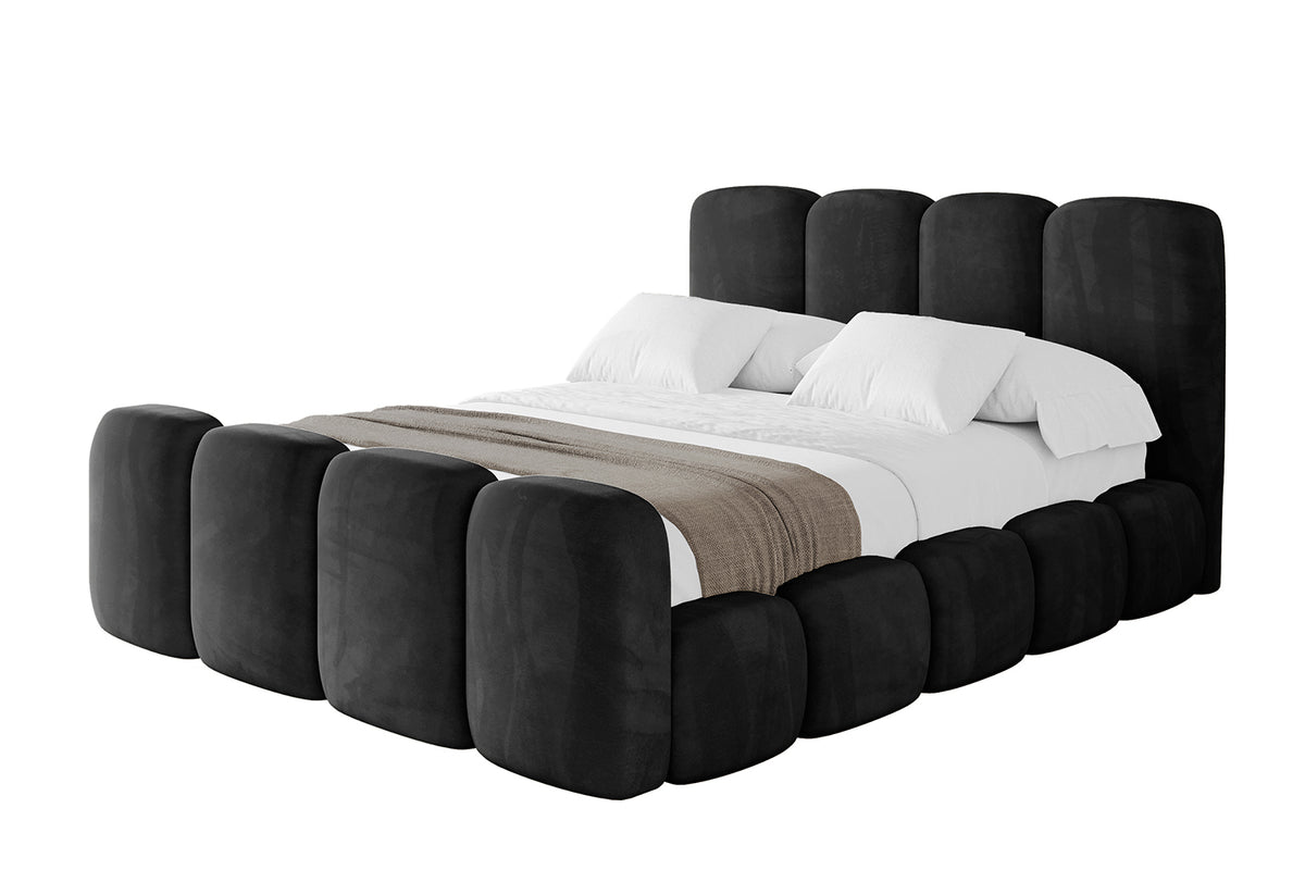 Łóżko tapicerowane KALA-Z welur, Czarny - Casablanca 2316 / 120x200 cm / Z materacem
