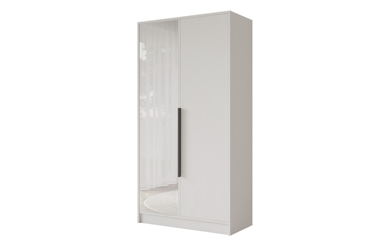 Szafa z drzwiami skrzydłowymi LESE, Biały / 102 cm x 51 cm x 200 cm / Uchwyty czarne