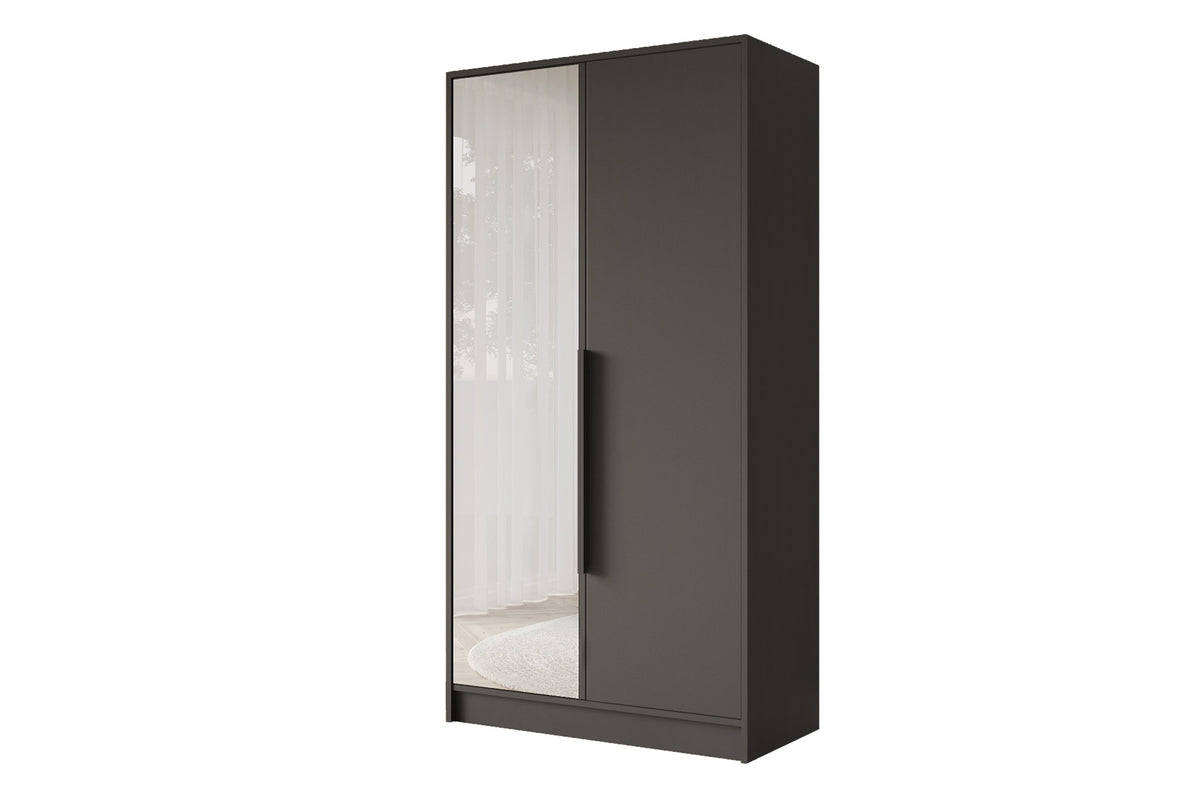 Szafa z drzwiami skrzydłowymi LESE, Czarny / 102 cm x 51 cm x 200 cm / Uchwyty czarne