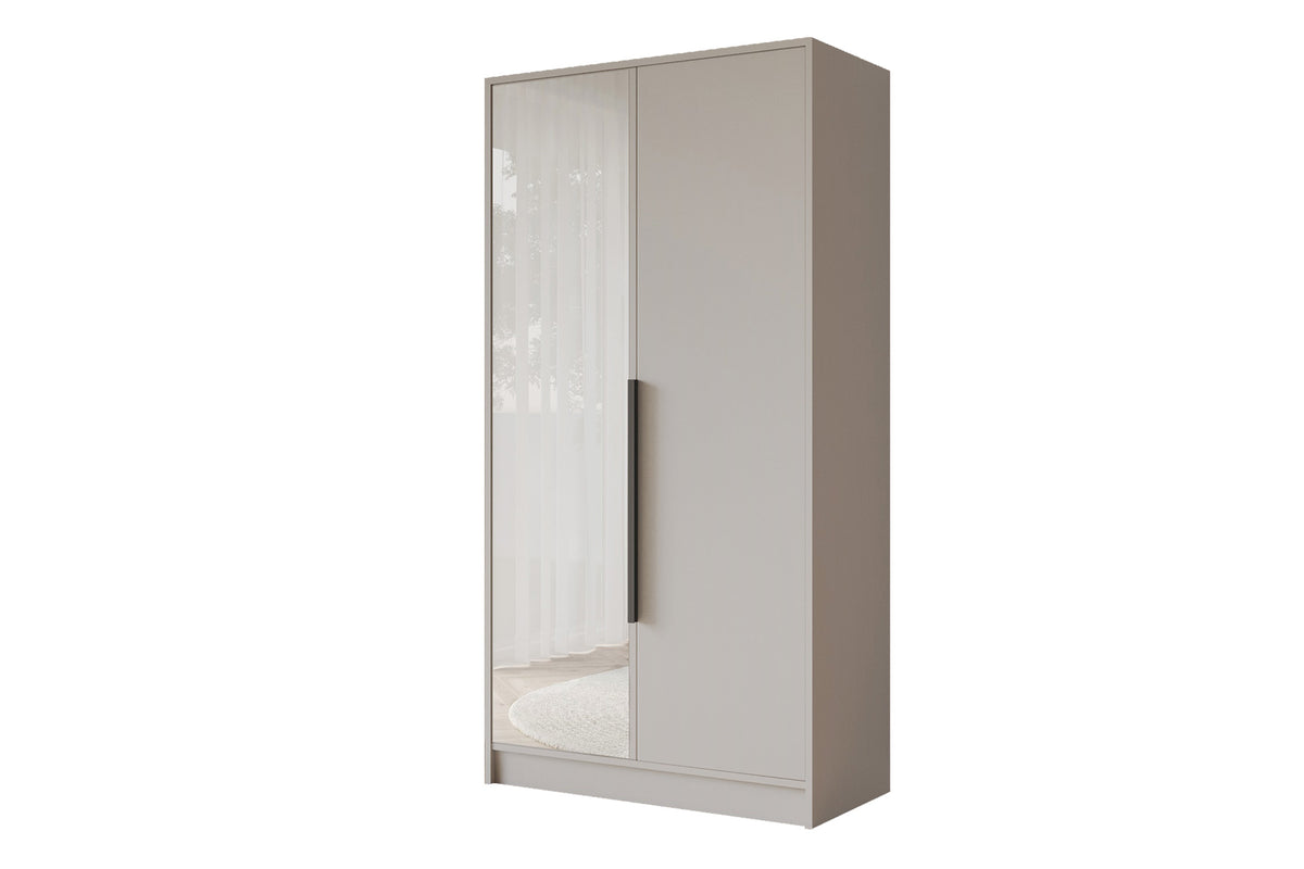 Szafa z drzwiami skrzydłowymi LESE, Kaszmir / 102 cm x 51 cm x 200 cm / Uchwyty czarne