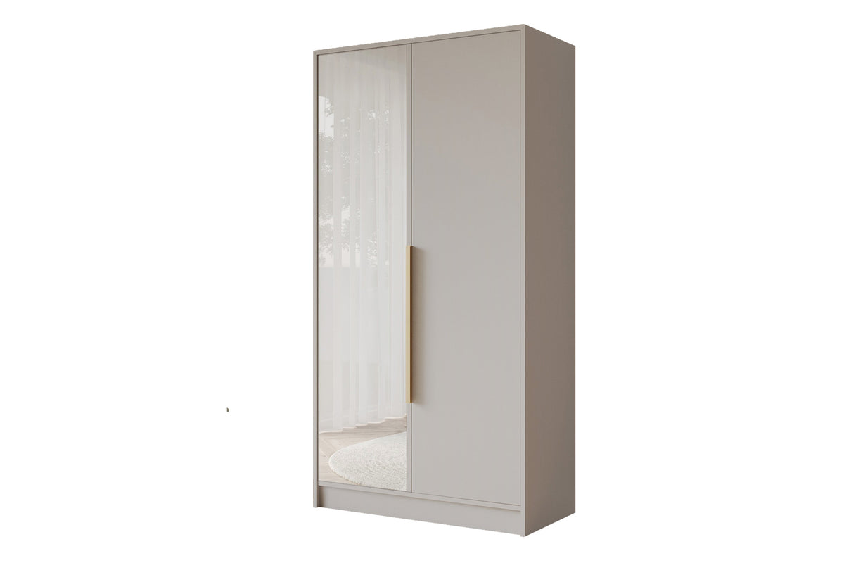 Szafa z drzwiami skrzydłowymi LESE, Kaszmir / 102 cm x 51 cm x 200 cm / Uchwyty złote