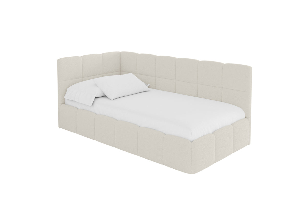 Łóżko młodzieżowe LIVY Bouclé prawostronne, Beżowy - Quelle 02 / 80x200 cm / Bez materaca