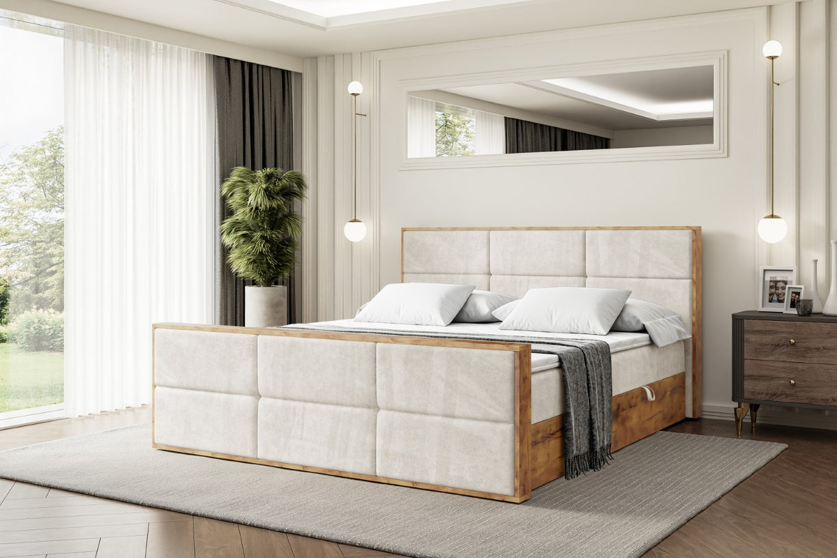 Łóżko boxspring LOLLI1-Z welur