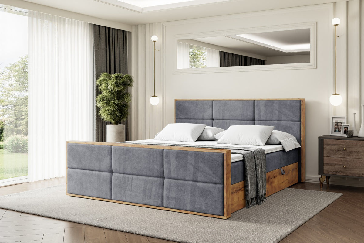 Łóżko boxspring LOLLI1-Z welur