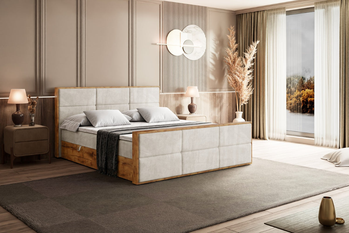 Łóżko boxspring LOLLI1-Z welur
