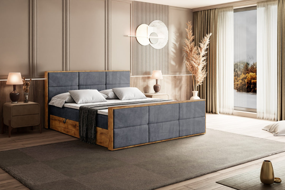 Łóżko boxspring LOLLI1-Z welur