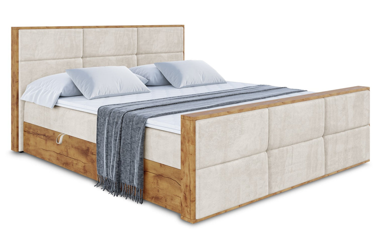 Łóżko boxspring LOLLI1-Z welur, Beżowy - Casablanca 2301 / 120x200 cm / H4