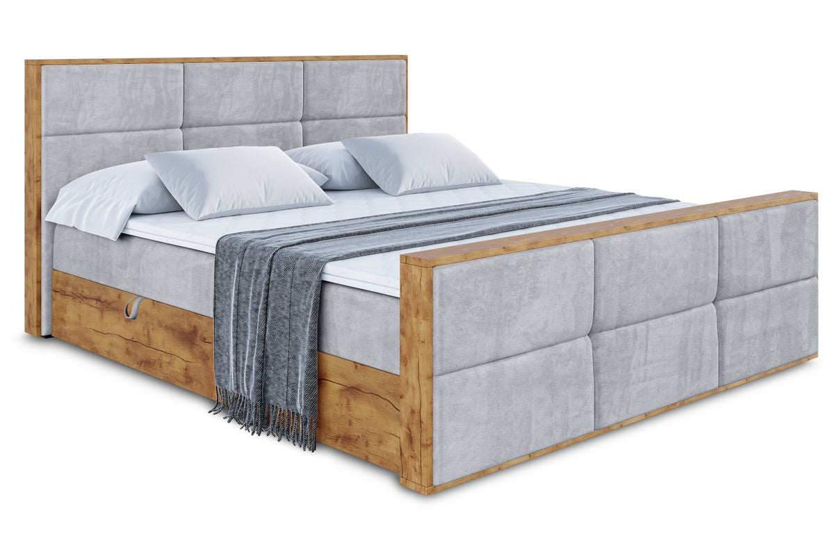 Łóżko boxspring LOLLI1-Z welur, Szary - Monolith 84 / 120x200 cm / H4