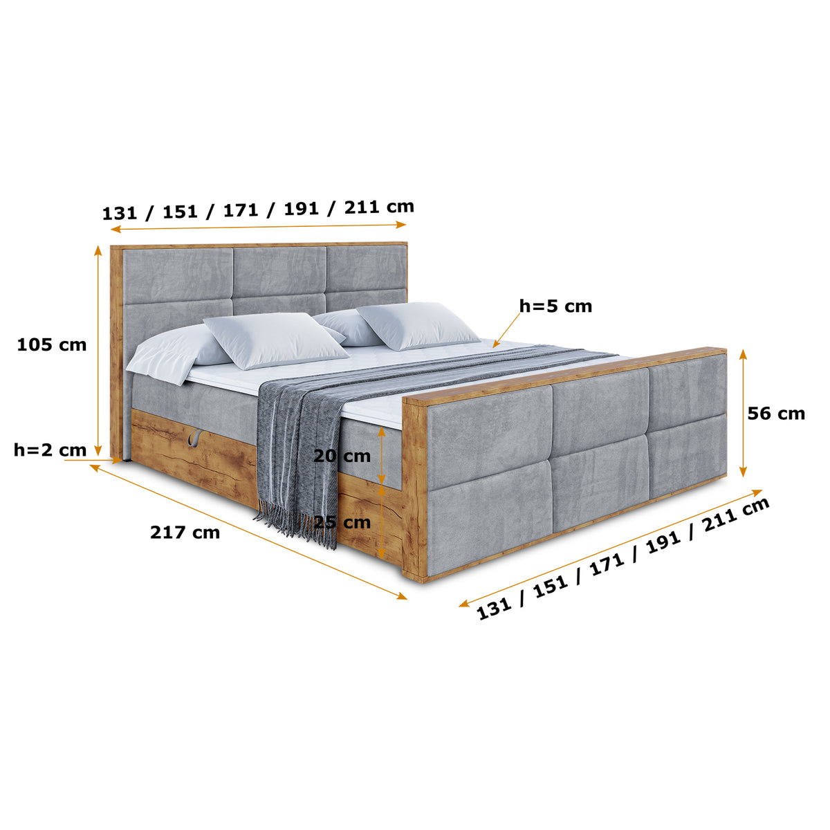 Łóżko boxspring LOLLI1-Z welur