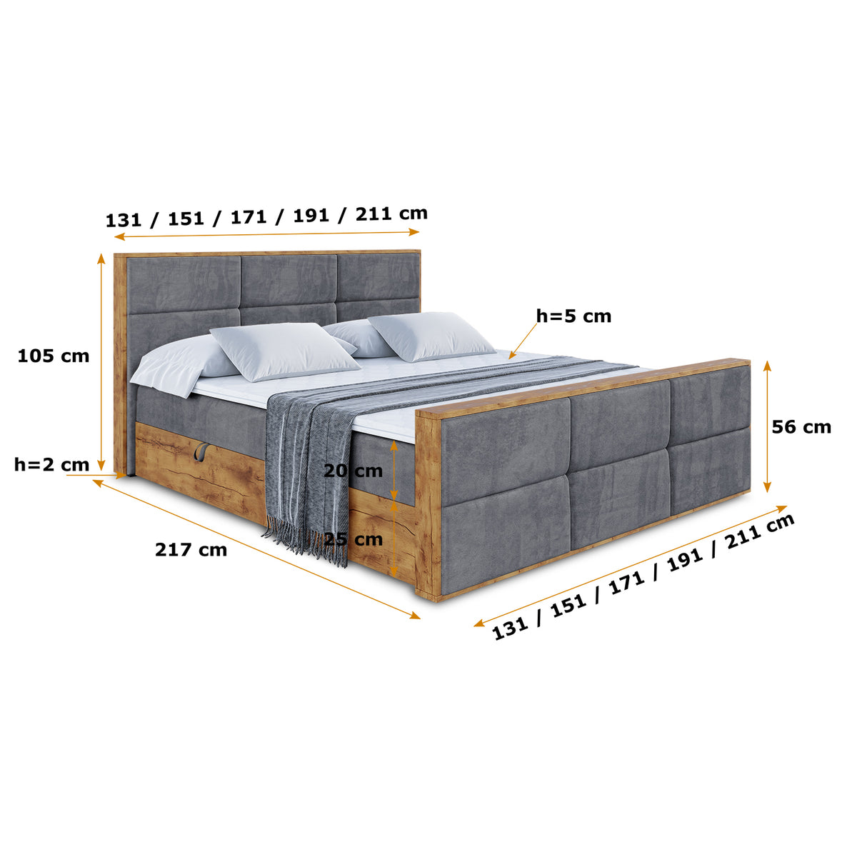 Łóżko boxspring LOLLI1-Z welur