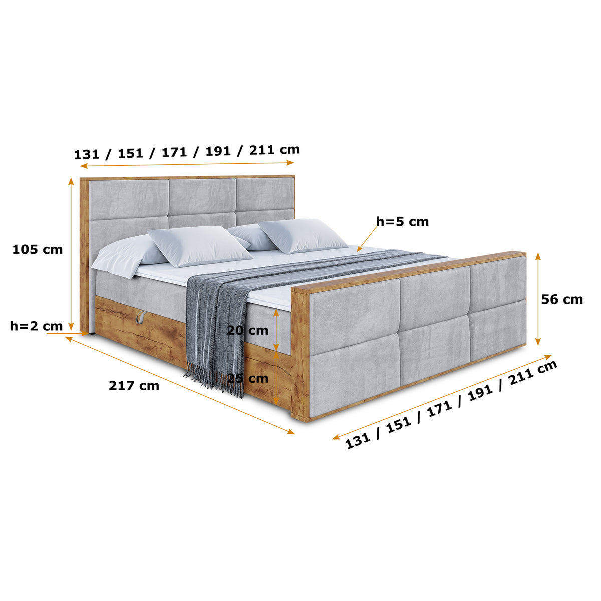Łóżko boxspring LOLLI1-Z welur